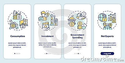 GDP expenditure calculating method onboarding mobile app screen Vector Illustration