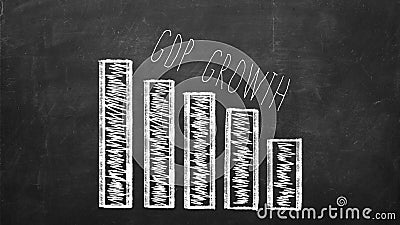 GDP fall Graph on a black chalkboard Stock Photo