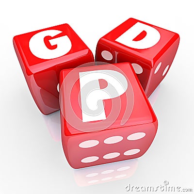 GDP Gross Domestic Product National Manufacturing Goods Output 3 Stock Photo