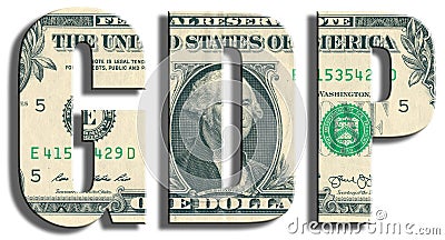 GDP - Gross Domestic Product. US Dollar texture. Stock Photo