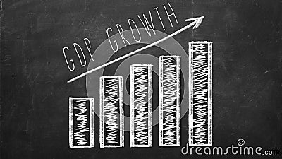 GDP growth Graph on a black chalkboard Stock Photo