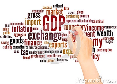GDP word cloud hand writing concept Stock Photo