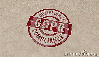 GDPR Compliance stamp and stamping Cartoon Illustration