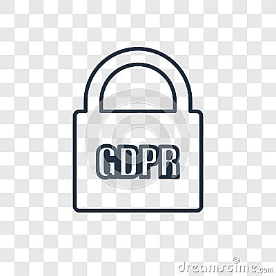 GDPR concept vector linear icon isolated on transparent background, GDPR concept transparency logo in outline style Vector Illustration
