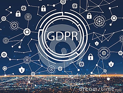 GDPR with downtown LA Stock Photo