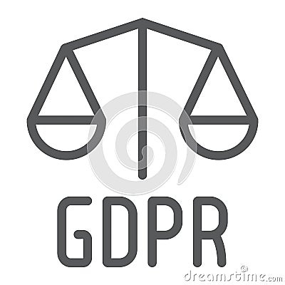 Gdpr libra line icon, privacy and security, gdpr legality sign, vector graphics, a linear pattern on a white background. Vector Illustration