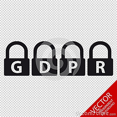 GDPR Lock Icons - Vector Illustration - Isolated On Transparent Background Stock Photo