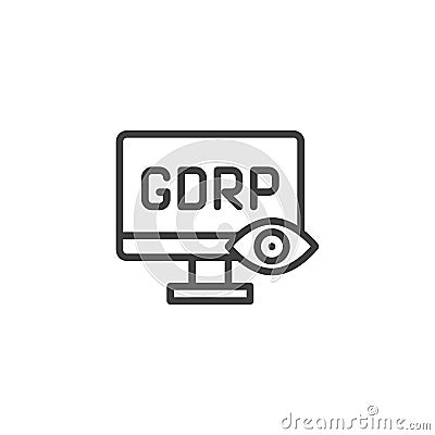 GDPR privacy computer line icon Vector Illustration