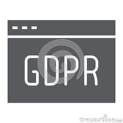 Gdpr site glyph icon, webpage and website, browser sign, vector graphics, a solid pattern on a white background. Vector Illustration