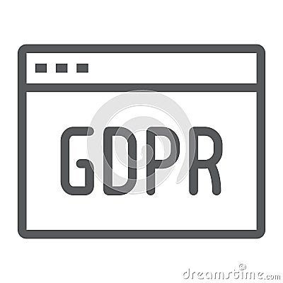 Gdpr site line icon, webpage and website, browser sign, vector graphics, a linear pattern on a white background. Vector Illustration
