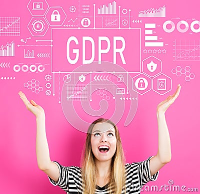 GDPR with young woman Stock Photo