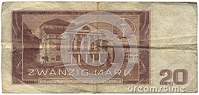 GDR, 20 Mark Banknote Stock Photo