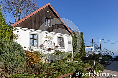 Gdynia, Pomorskie / Poland - November, 8, 2020: Historic home of a famous Polish writer. Old mansion in Central Europe. Editorial Stock Photo