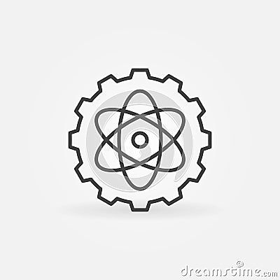 Gear with Atom outline vector Nuclear Power concept icon Vector Illustration