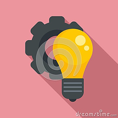 Gear bulb innovation icon, flat style Vector Illustration