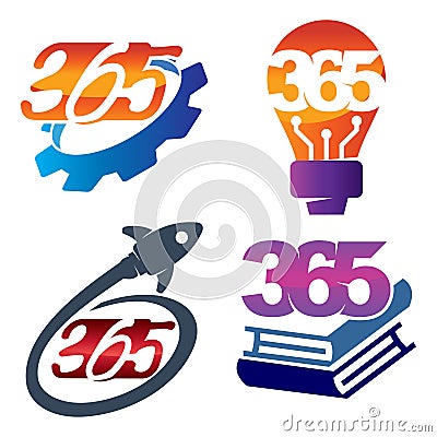 Gear bulb rocket book 365 infinity logo icon design illustration Vector Illustration