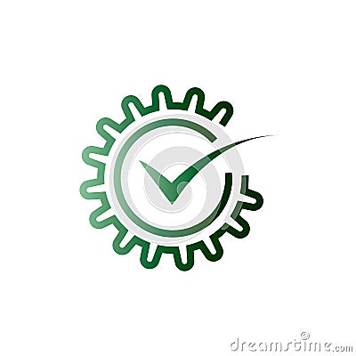 Gear with checked mark inside it Vector Illustration