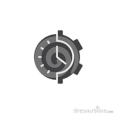 Gear clock vector icon Vector Illustration