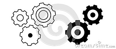 Gear cogwheel functions system pictogram vector icon simple graphic illustration set, config settings automation configuration Vector Illustration