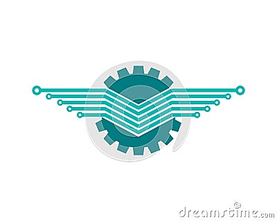 Gear and Cogwheel with Modern Tech Touch Vector Illustration