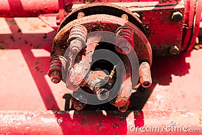 Gear couplings for rotating equipment of machine. Stock Photo