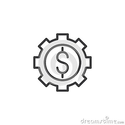 Gear with dollar outline icon Vector Illustration