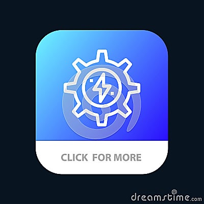 Gear, Energy, Solar, Power Mobile App Button. Android and IOS Line Version Vector Illustration