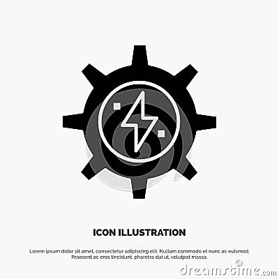 Gear, Energy, Solar, Power solid Glyph Icon vector Vector Illustration