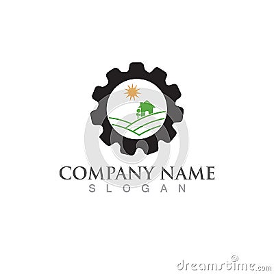 Gear farm green Logo Template vector icon illustration Vector Illustration