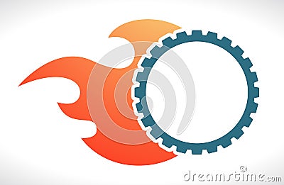 Gear with flame Vector Illustration