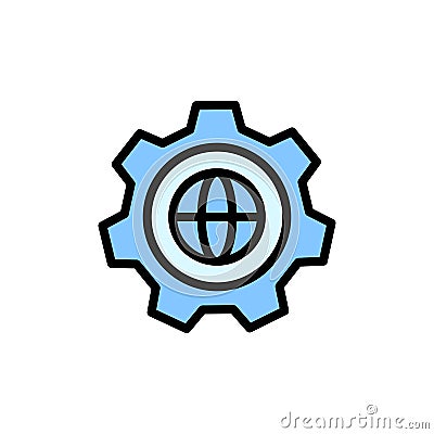 Gear, global, engineering icon. Simple color with outline vector elements of knowledge icons for ui and ux, website or mobile Stock Photo