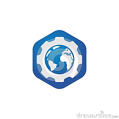 Gear global vector logo design template. Vector Illustration