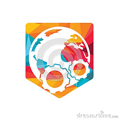 Gear global vector logo design. Vector Illustration