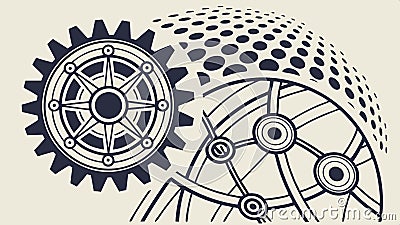 Gear and globe design, technology and global, engineering innovation, world tech vector design Generative AI Vector Illustration