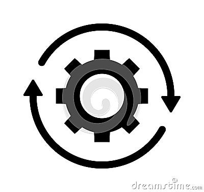 Cog wheel gear and arrow line icon Vector Illustration