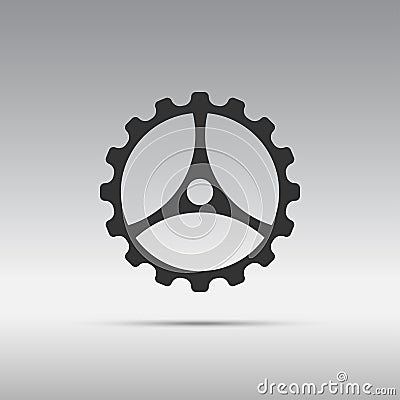 Gear icon black color with spokes Vector Illustration