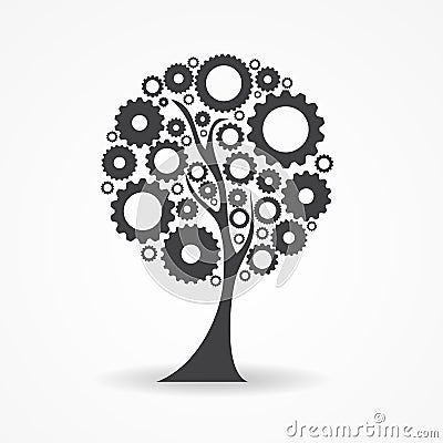 Gear Icon Tree Sign Vector Illustration Vector Illustration