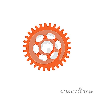 Gear Icon vector. Simple flat symbol. Perfect orange pictogram illustration on white background. Vector Illustration