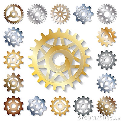 Gear illustration mechanics gearing web development shape work cog engine wheel equipment machinery element Cartoon Illustration