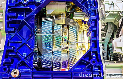 Gear inside the internal combustion engine of car closeup Stock Photo