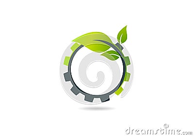 Gear Leaf, plant gear vector logo design Vector Illustration