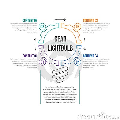 Gear Lightbulb Infographic Vector Illustration