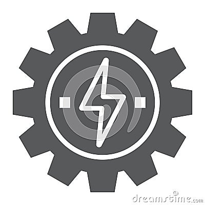 Gear with lightning glyph icon, ecology and energy Vector Illustration