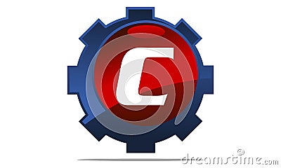Gear Logo Letter C Vector Illustration