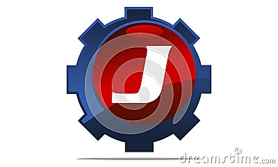 Gear Logo Letter J Vector Illustration