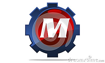 Gear Logo Letter M Vector Illustration