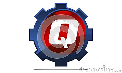 Gear Logo Letter Q Vector Illustration