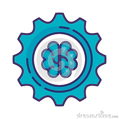 Gear machinery with brain Vector Illustration