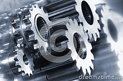 Gear-machinery and titanium concept Stock Photo