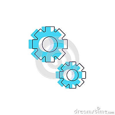 Gear mechanism wheels icon simple flat vector Vector Illustration